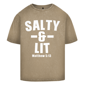 Oversize Washed T-Shirt salty and lit matthew 5:13