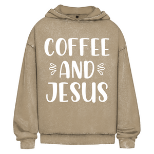 Oversize Washed Hoodie coffee and jesus
