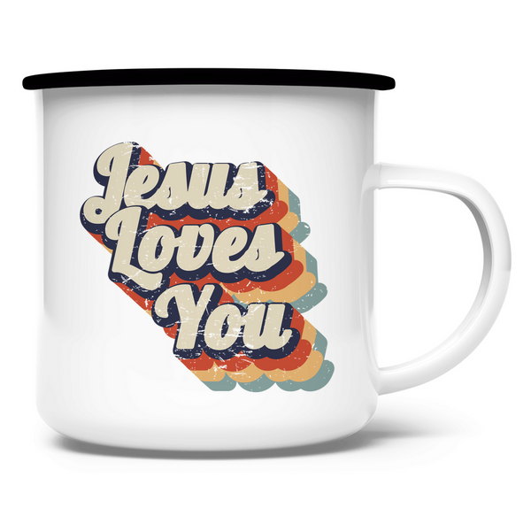 Emaille Tasse jesus loves you