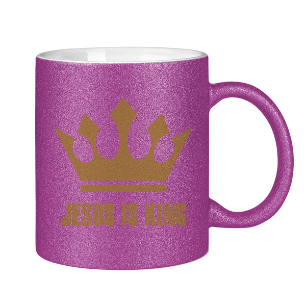 Glitzertasse jesus is king krone