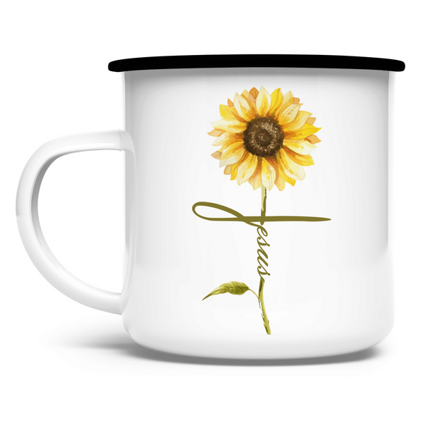 Emaille Tasse jesus sonnenblume