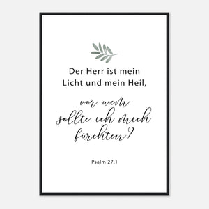 der herr ist mein licht psalm 27,1 Poster mit Holzrahmen