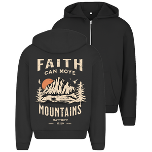 Oversize Zipper Hoodie faith can move mountains matthew 17:20