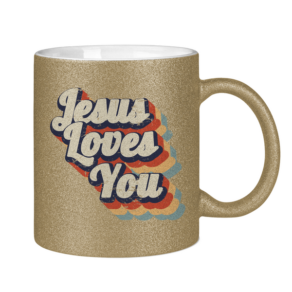 Glitzertasse jesus loves you