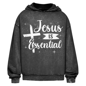Oversize Washed Hoodie jesus is essential