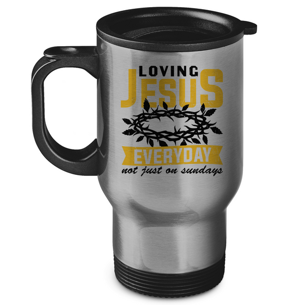 Edelstahl-Thermobecher loving jesus everyday