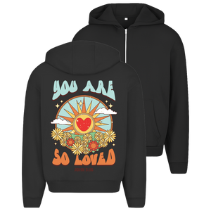 Oversize Zipper Hoodie you are so loved john 3:16