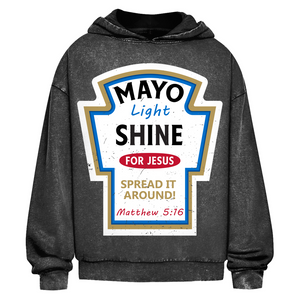 Oversize Washed Hoodie mayo light shine matthew 5:16