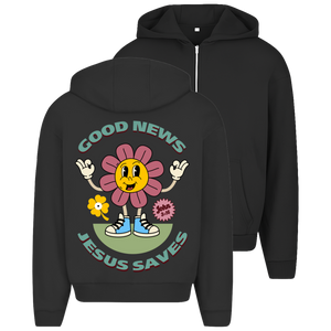 Oversize Zipper Hoodie good news jesus saves
