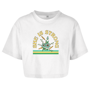 Damen Oversize Crop Top she is strong