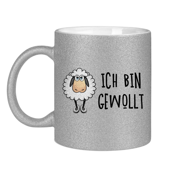 Glitzertasse schaf ich bin gewollt