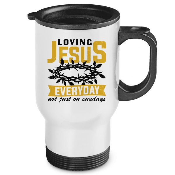 Edelstahl-Thermobecher loving jesus everyday