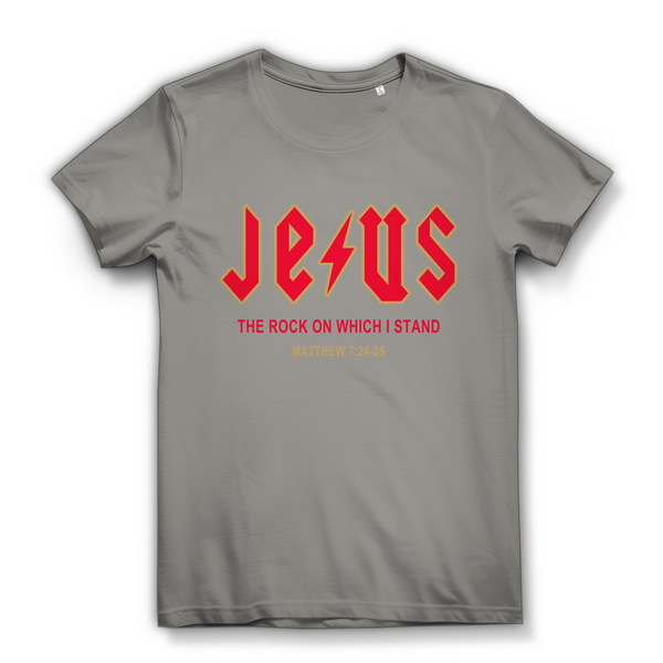 Damen Bio T-Shirt jesus the rock matthew 7:24-25