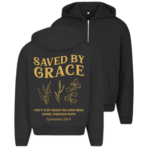 Oversize Zipper Hoodie saved by grace ehpesians 2:8-9