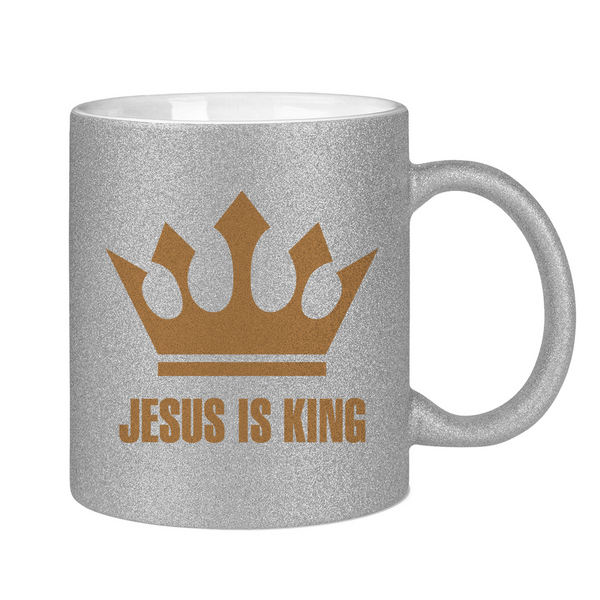 Glitzertasse jesus is king krone