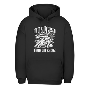 Unisex Oversize Hoodie mein superheld trug ein kreuz