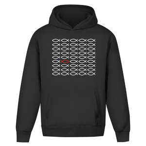 Oversize Hoodie Ohne Kordel fisch symbol ICHTHYS