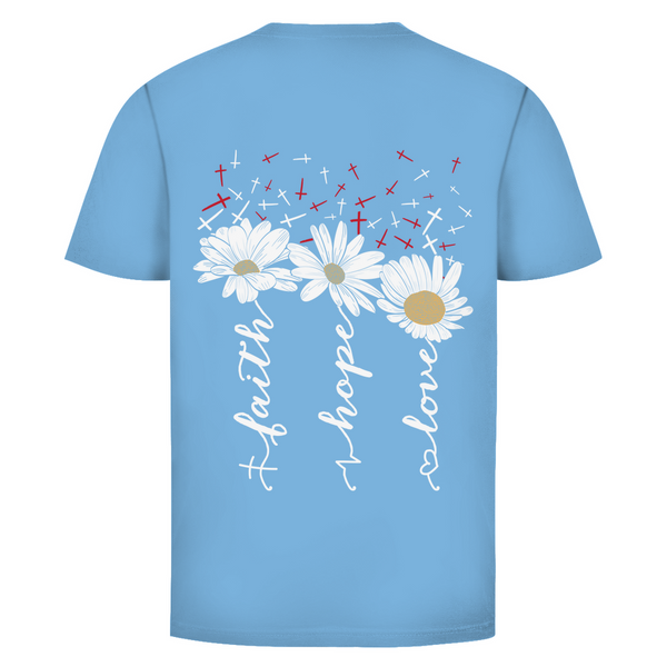 Herren T-Shirt faith hope love blumen