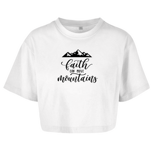 Damen Oversize Crop Top faith can move mountains
