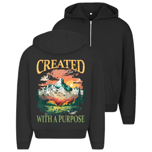 Oversize Zipper Hoodie created with a purpose ephesians 2:10