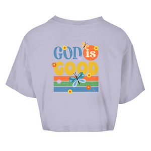 Damen Oversize Crop Top god is good