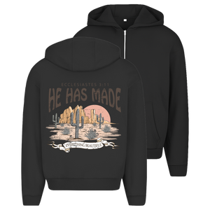 Oversize Zipper Hoodie everything beautiful ecclesiastes 3:11