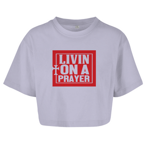 Damen Oversize Crop Top livin on a prayer