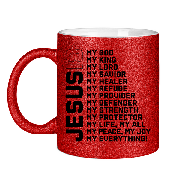 Glitzertasse jesus is my god