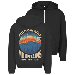 Oversize Zipper Hoodie faith can move mountains matthew 17:20