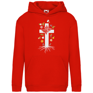 Kinder Hoodie Kreuz Blumen