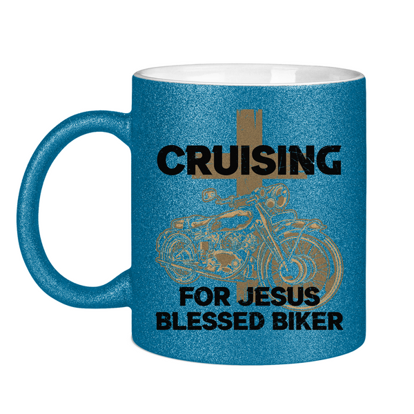 Glitzertasse cruising for jesus blessed biker