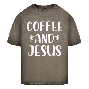 Oversize Washed T-Shirt coffee and jesus
