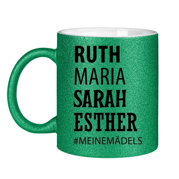 Glitzertasse ruth maria sarah esther