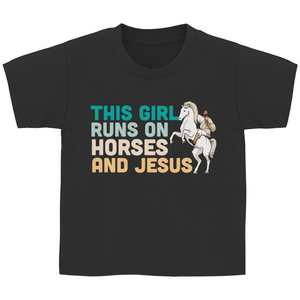 Kinder T-Shirt this girl runs on horses and jesus