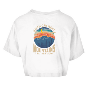 Damen Oversize Crop Top faith can move mountains matthew 17:20