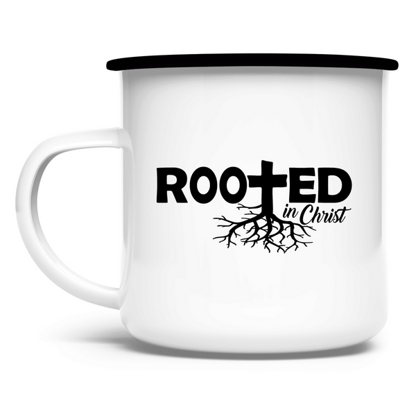 Emaille Tasse rooted in christ