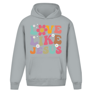 Oversize Hoodie Ohne Kordel love like jesus retro