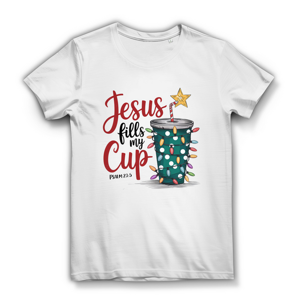 Damen Bio T-Shirt jesus fills my cup psalm 23.5