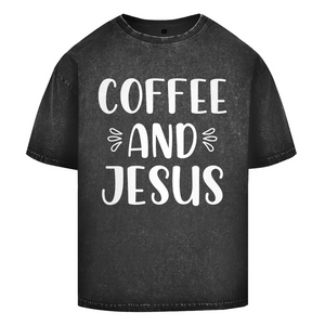 Oversize Washed T-Shirt coffee and jesus