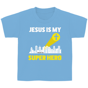 Kinder T-Shirt jesus is my superhero