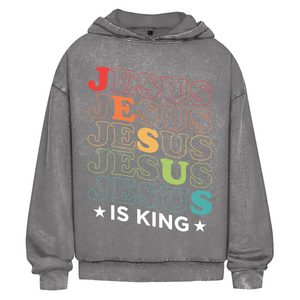 Oversize Washed Hoodie jesus is king retro
