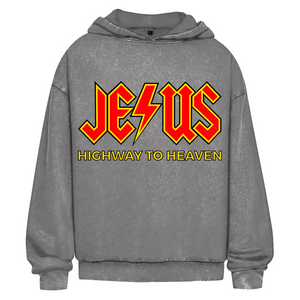 Oversize Washed Hoodie jesus highway to heaven