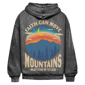 Oversize Washed Hoodie faith can move mountains matthew 17:20