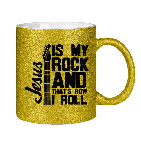 Glitzertasse jesus is my rock gitarrenspieler