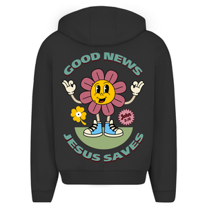 Oversize Zipper Hoodie good news jesus saves