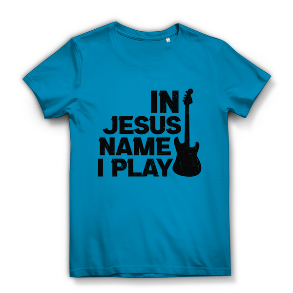 Damen Bio T-Shirt in jesus name i play guitarist