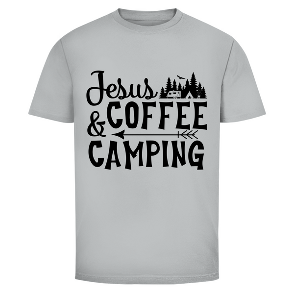 Herren T-Shirt jesus coffee camping