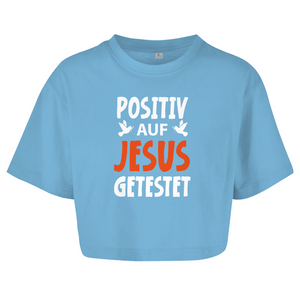 Damen Oversize Crop Top positiv auf jesus getestet