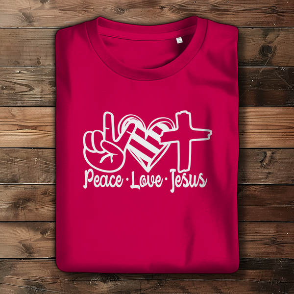 Damen Bio T-Shirt peace love jesus