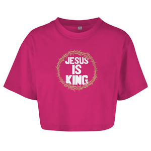 Damen Oversize Crop Topjesus is king dornenkrone